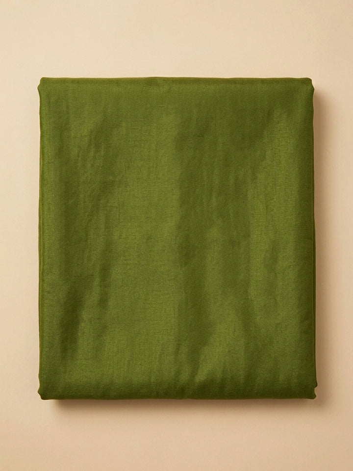 Green Embroidered Cotton Blend Unstitched Suit &amp; Pant With Cotton Dupatta