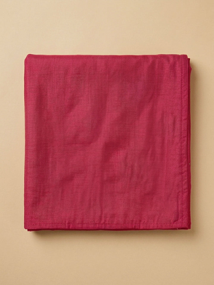 Pink Embroidered Cotton Blend Unstitched Suit &amp; Pant With Cotton Dupatta