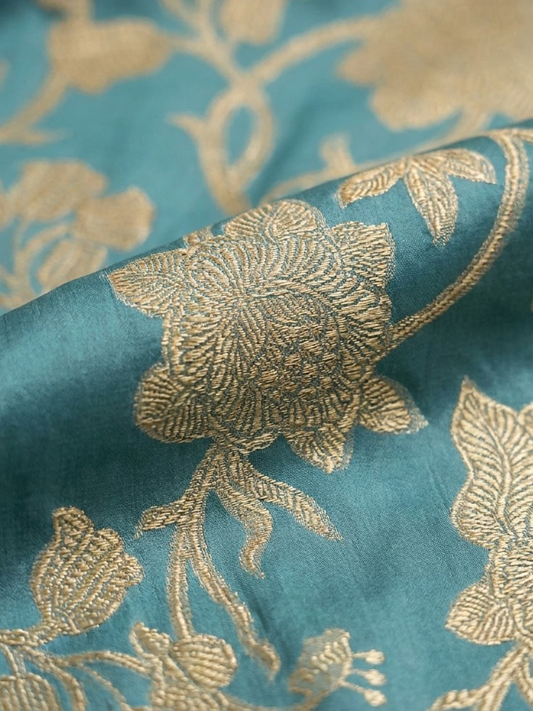 Blue Embroidery Cotton Blend Unstitched Dress Material