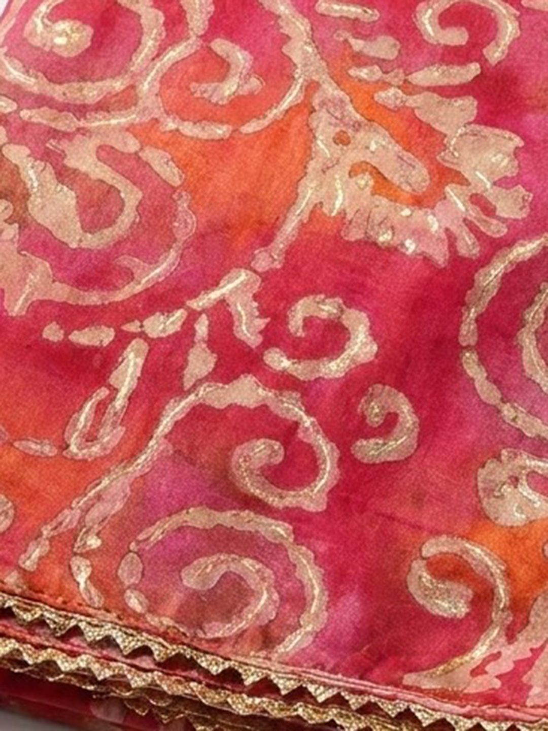 Pink Embroidered Cotton Blend Unstitched Suit &amp; Pant With Cotton Dupatta