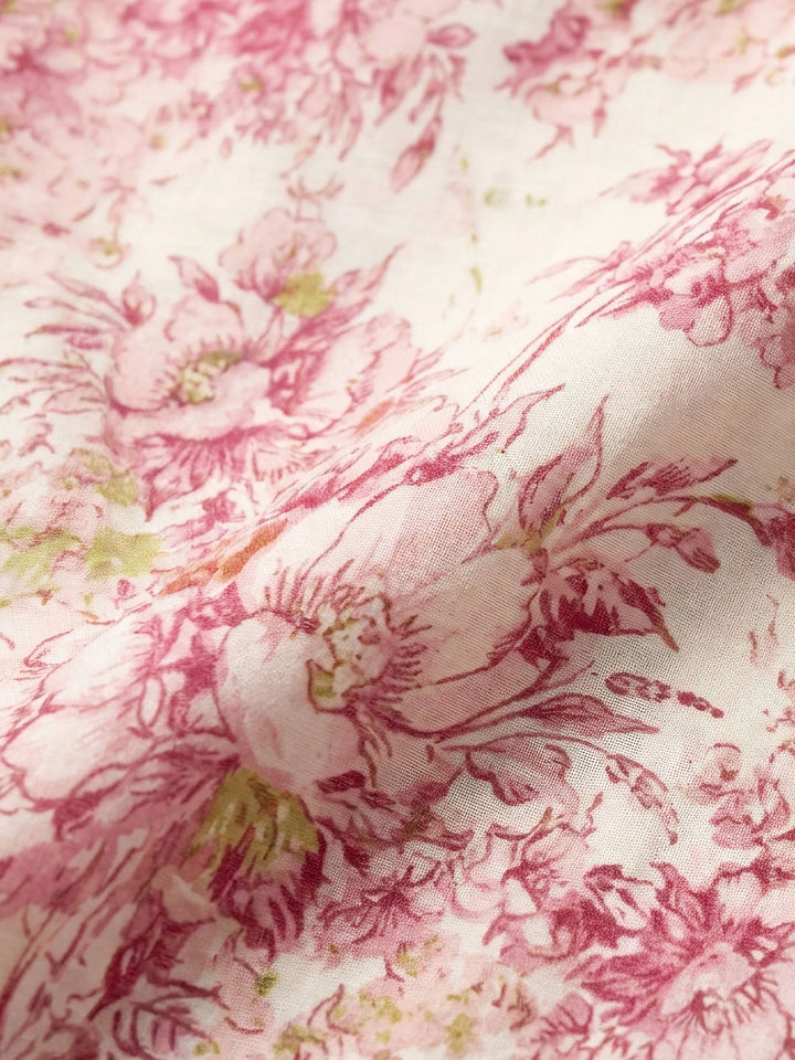 Pink Embroidery Cotton Blend Unstitched Dress Material