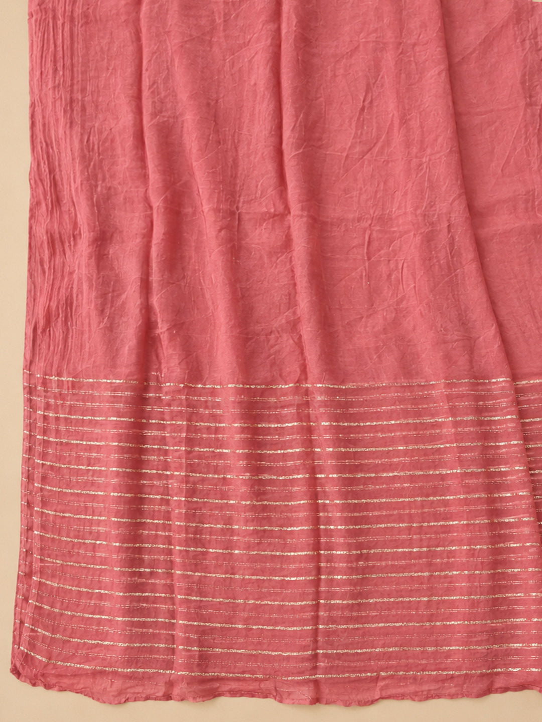 Peach Embroidered Cotton Blend Unstitched Suit &amp; Pant With Cotton Dupatta