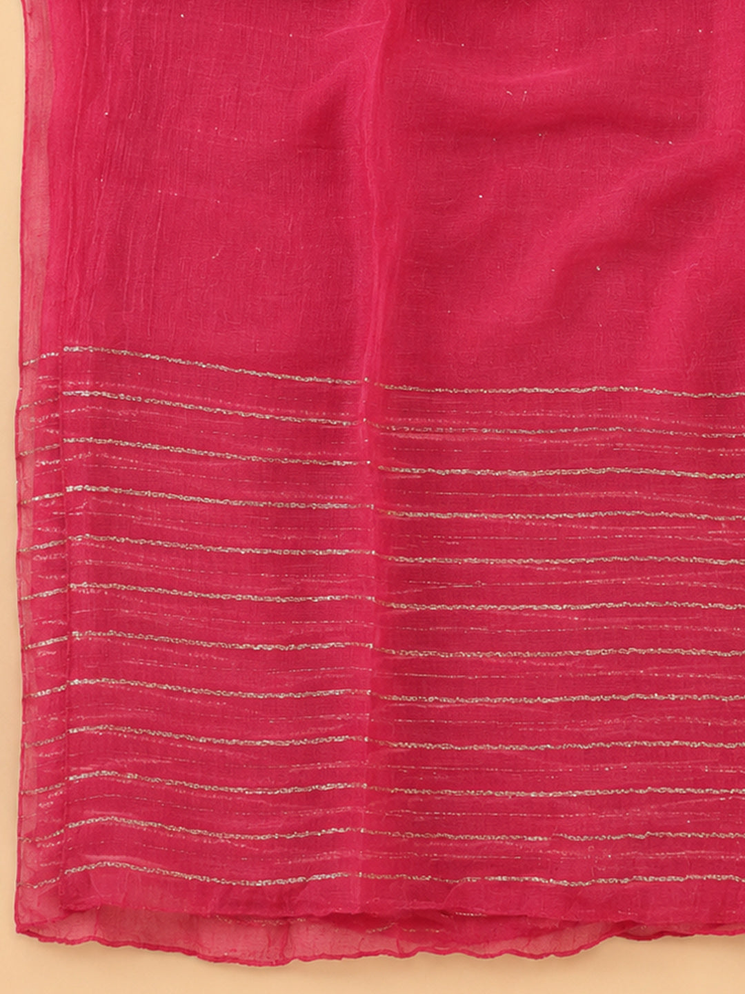 Pink Embroidered Cotton Blend Unstitched Suit &amp; Pant With Cotton Dupatta