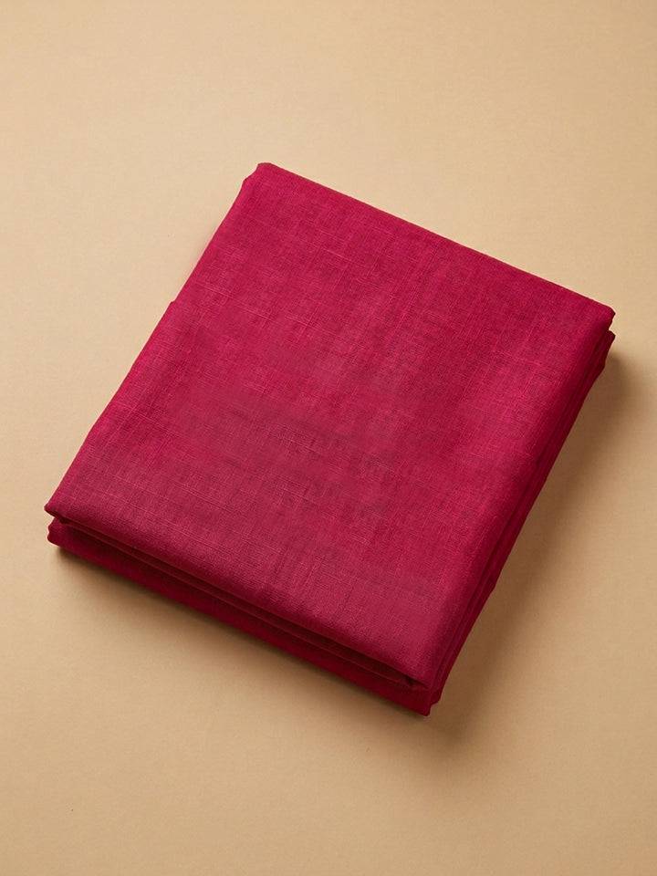 Pink Embroidered Cotton Blend Unstitched Suit &amp; Pant With Cotton Dupatta
