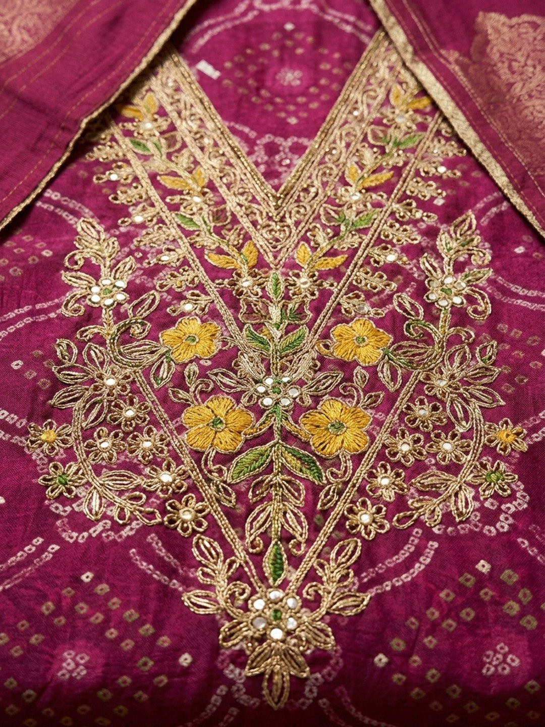 Pink Embroidery Cotton Blend Unstitched Dress Material