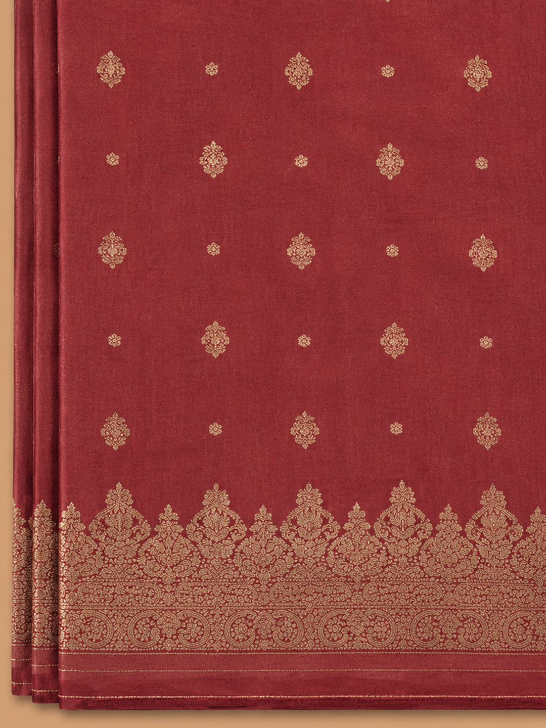 Red Embroidery Cotton Blend Unstitched Dress Material