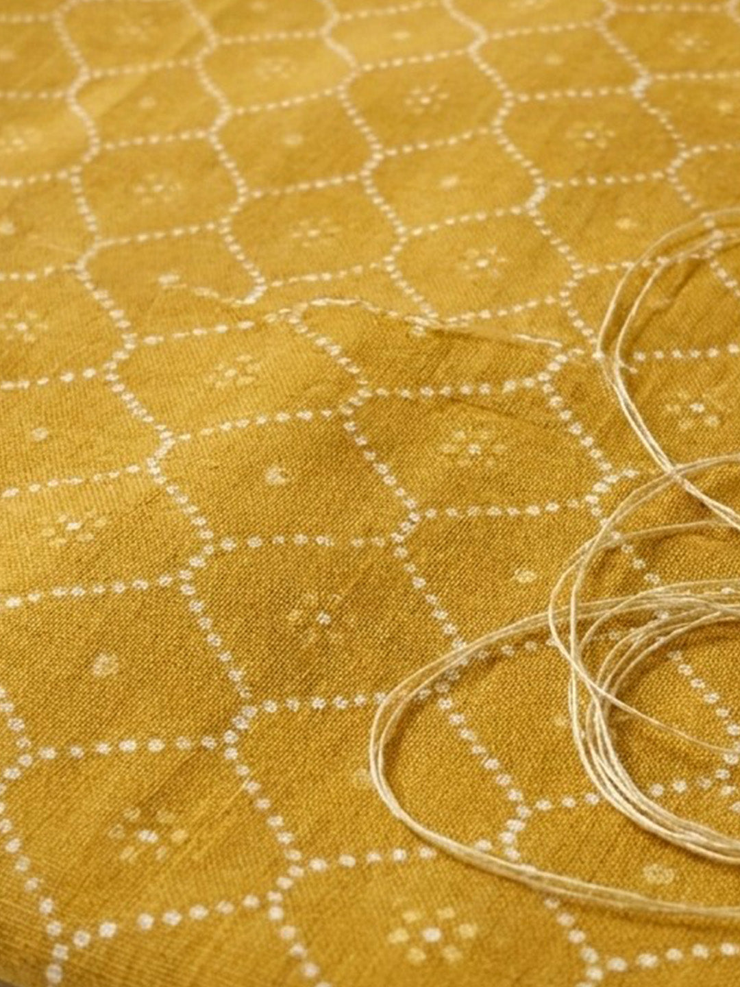 Mustard Embroidered Cotton Blend Unstitched Suit &amp; Pant With Cotton Dupatta