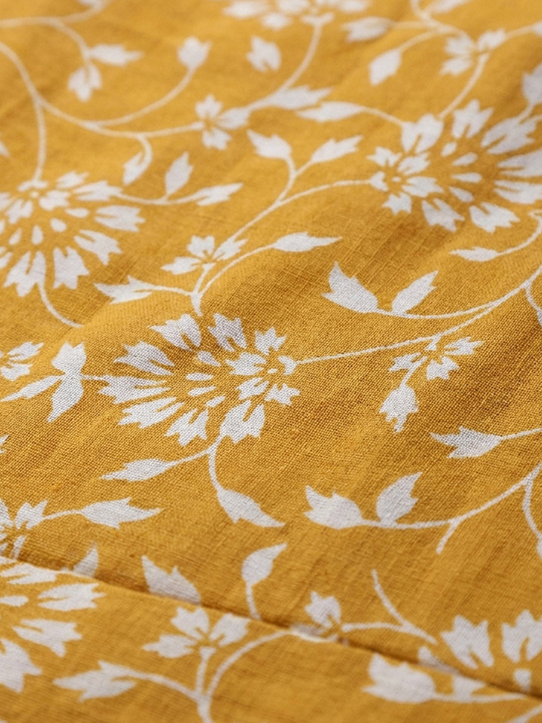 Mustard Printed Cotton Blend Unstitched Dress Material