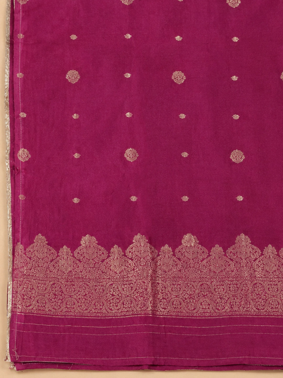 Hot Pink Embroidered Cotton Blend Unstitched Suit &amp; Pant With Cotton Dupatta