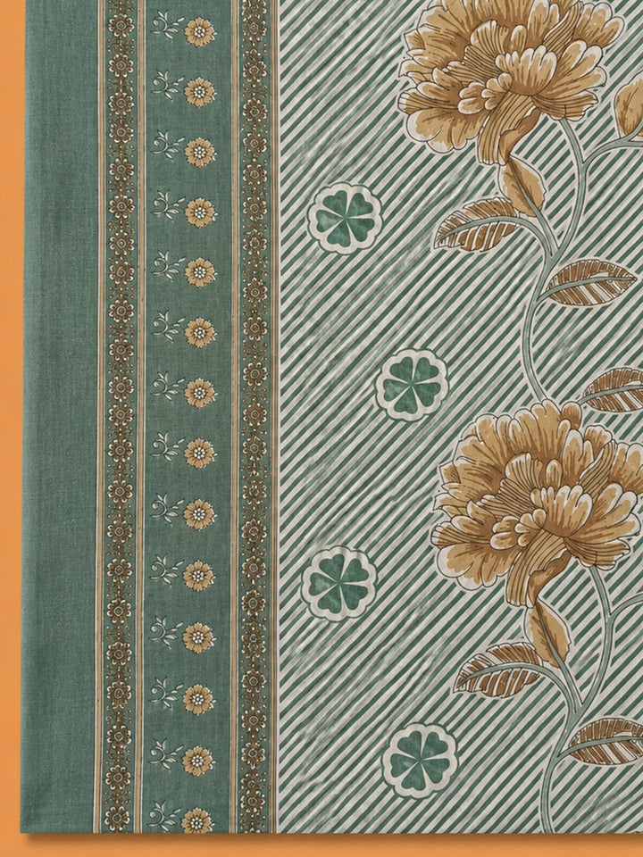 Rama Green Embroidery Cotton Blend Unstitched Dress Material