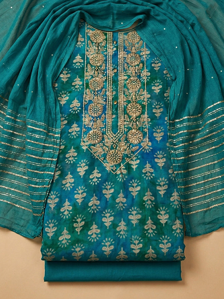 Firozee Embroidery Cotton Blend Unstitched Dress Material