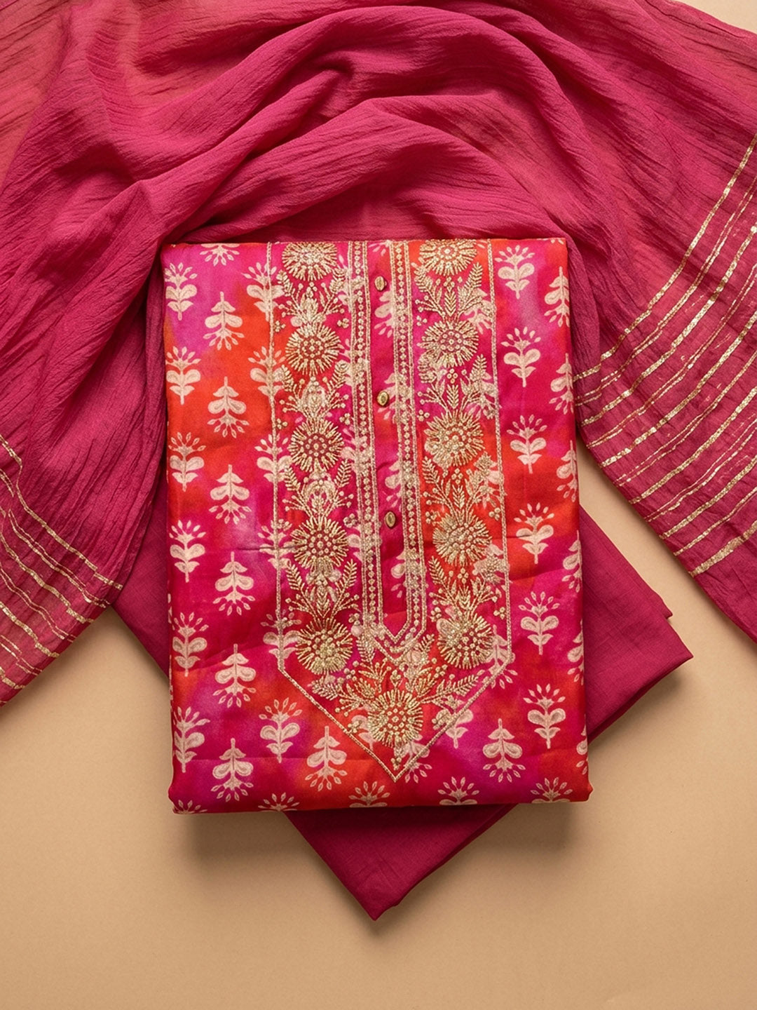 Rani Embroidery Cotton Blend Unstitched Dress Material