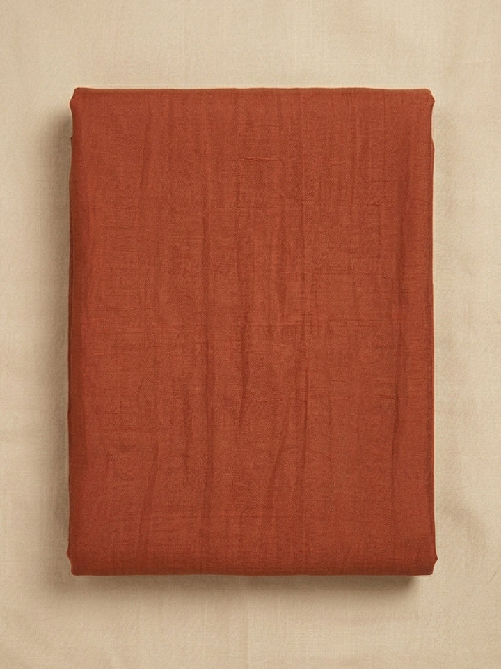 Rust Embroidered Cotton Blend Unstitched Suit &amp; Pant With Cotton Dupatta