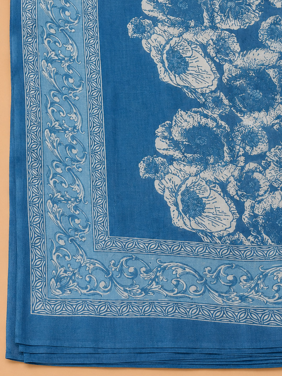 Blue Embroidery Cotton Blend Unstitched Dress Material