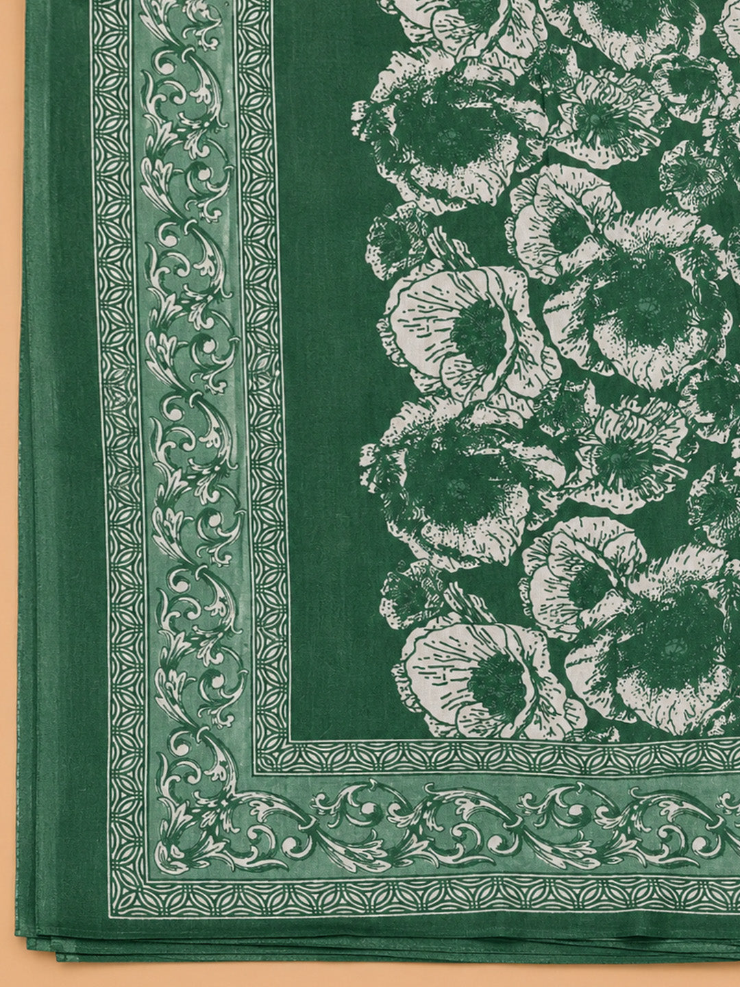 Green Embroidery Cotton Blend Unstitched Dress Material