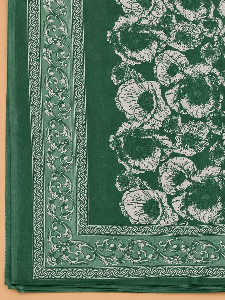 Green Embroidery Cotton Blend Unstitched Dress Material