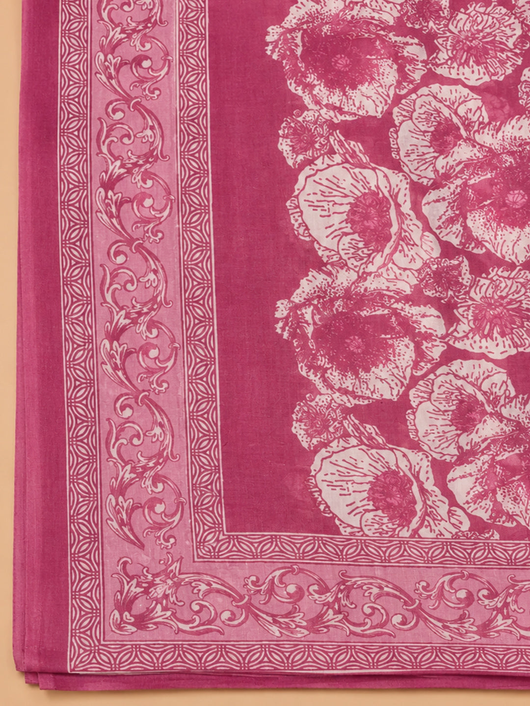 Pink Embroidery Cotton Blend Unstitched Dress Material