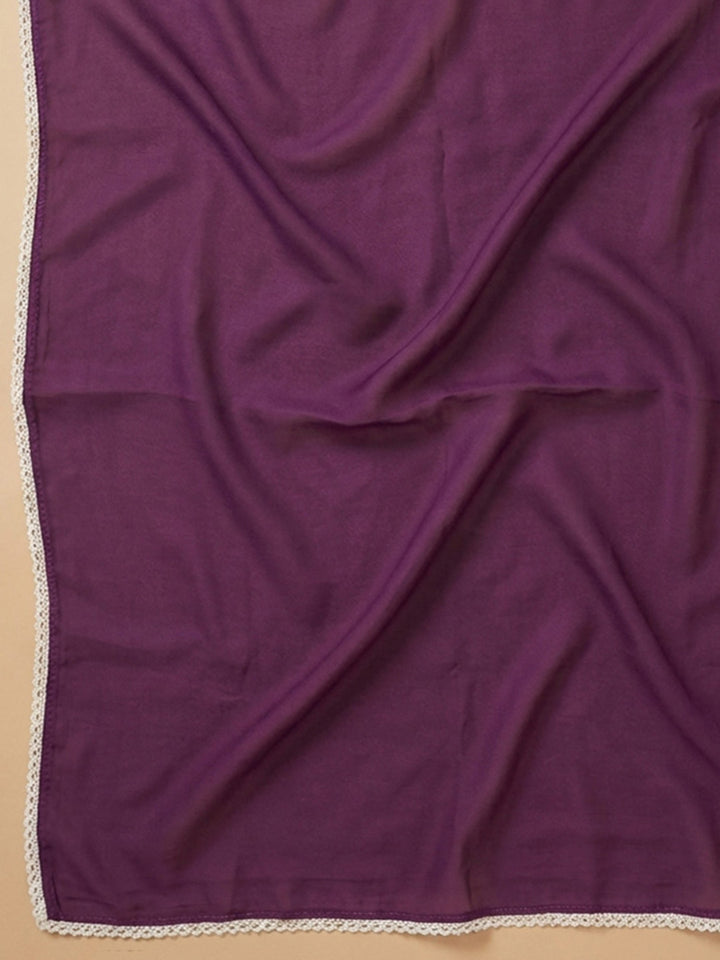 Wine Embroidery Cotton Blend Unstitched Dress Material