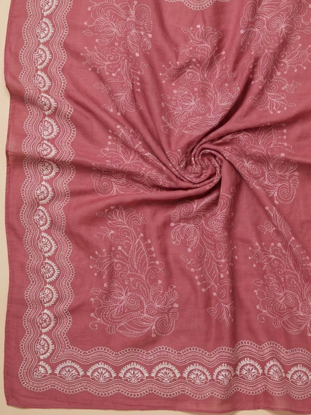 Onion Pink Embroidery Cotton Blend Unstitched Dress Material