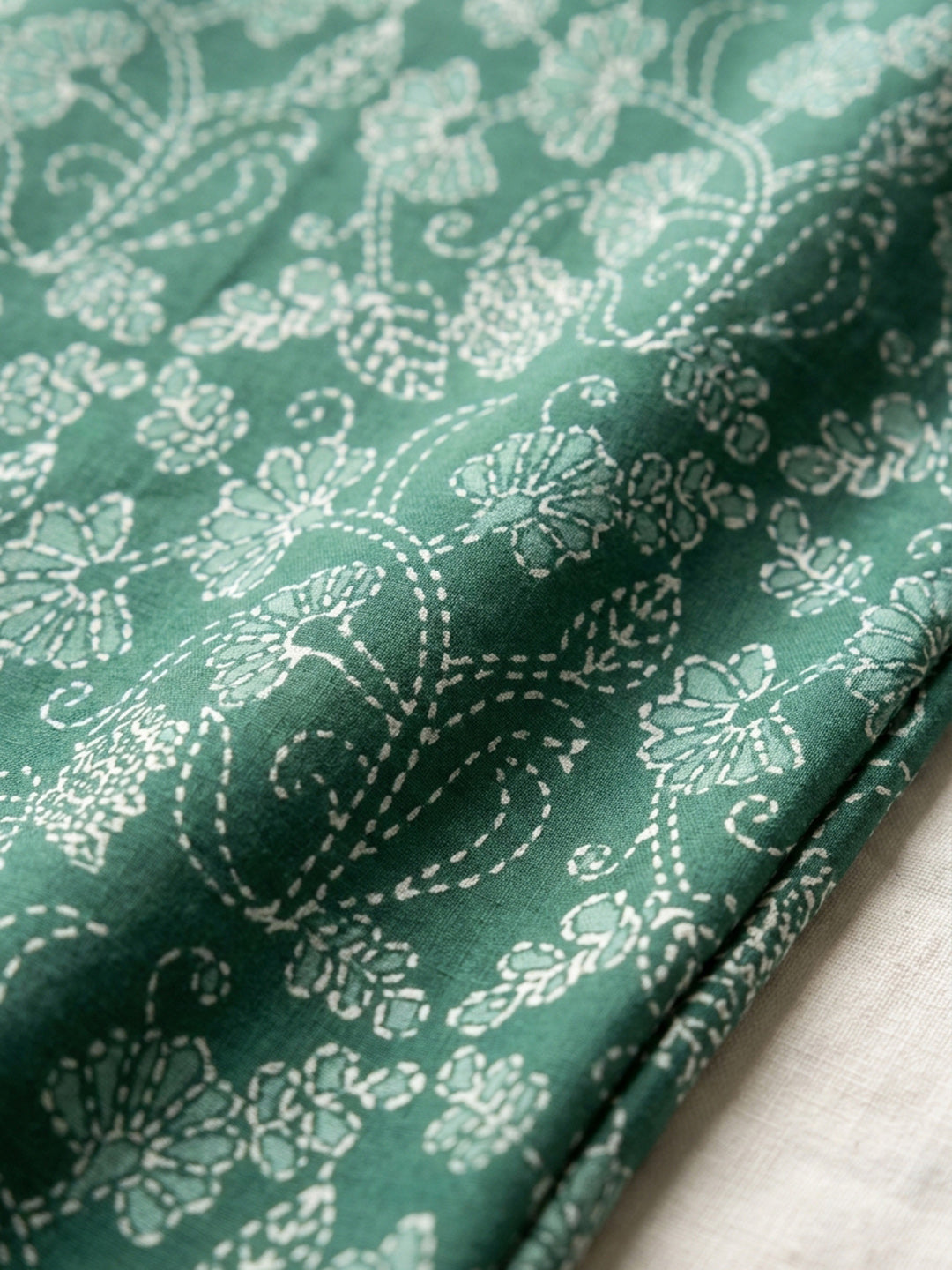 Sea Green Embroidery Cotton Blend Unstitched Dress Material