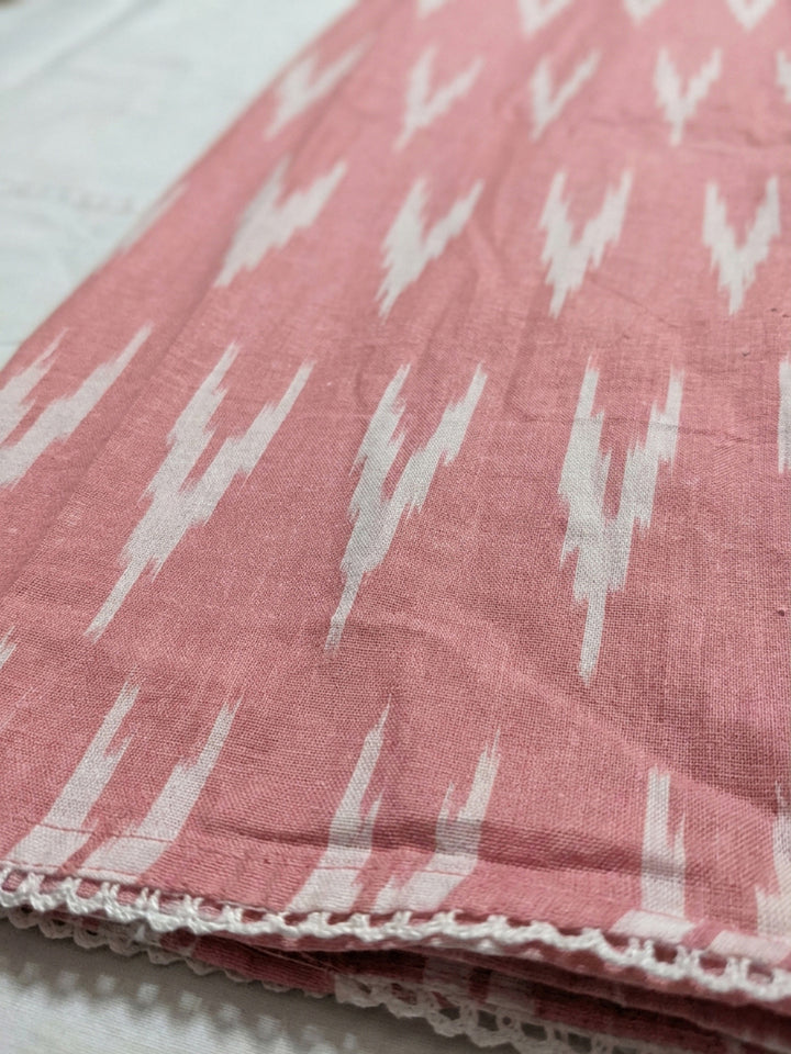 Peach Printed Cotton Blend Unstitched Dress Material