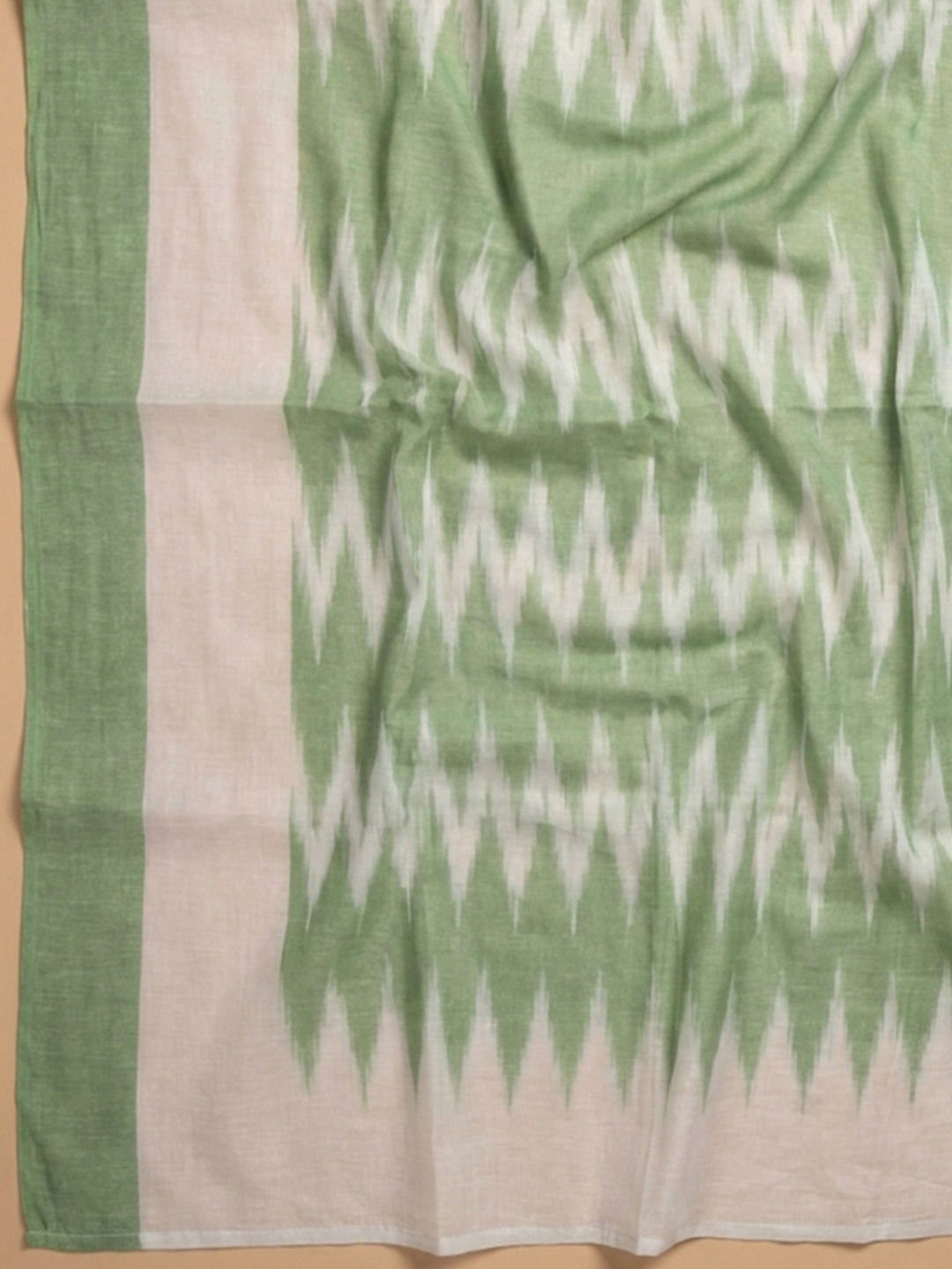 Pista Green Printed Cotton Blend Unstitched Dress Material