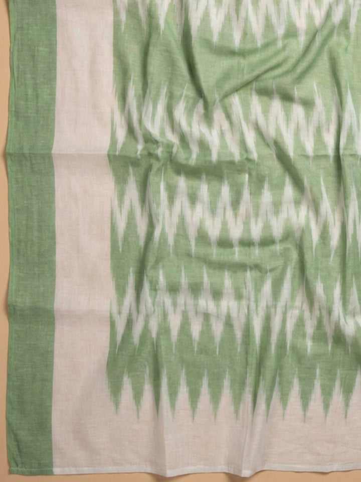 Pista Green Printed Cotton Blend Unstitched Dress Material