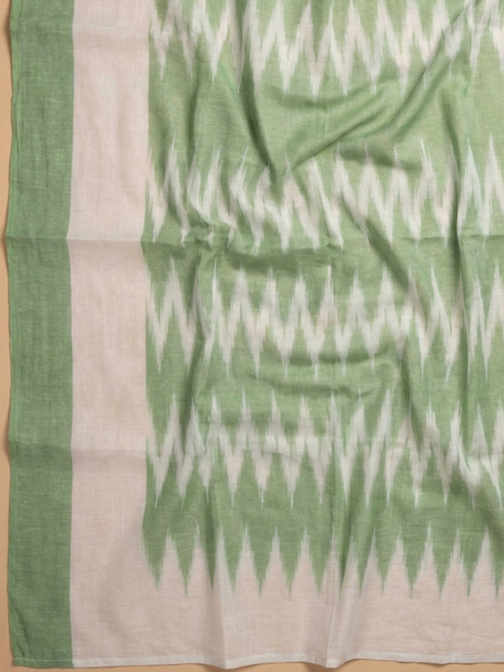 Pista Green Embroidery Cotton Blend Unstitched Dress Material