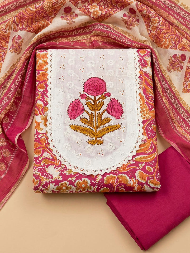Rani Cotton Blend Embroidered Unstitched Dress Material