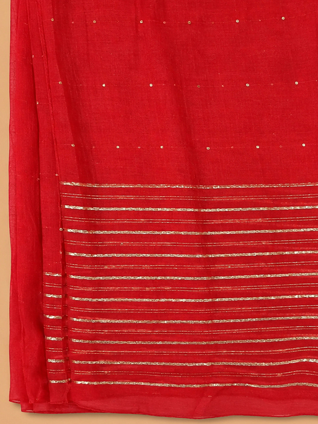 Red Cotton Blend Embroidered Unstitched Dress Material