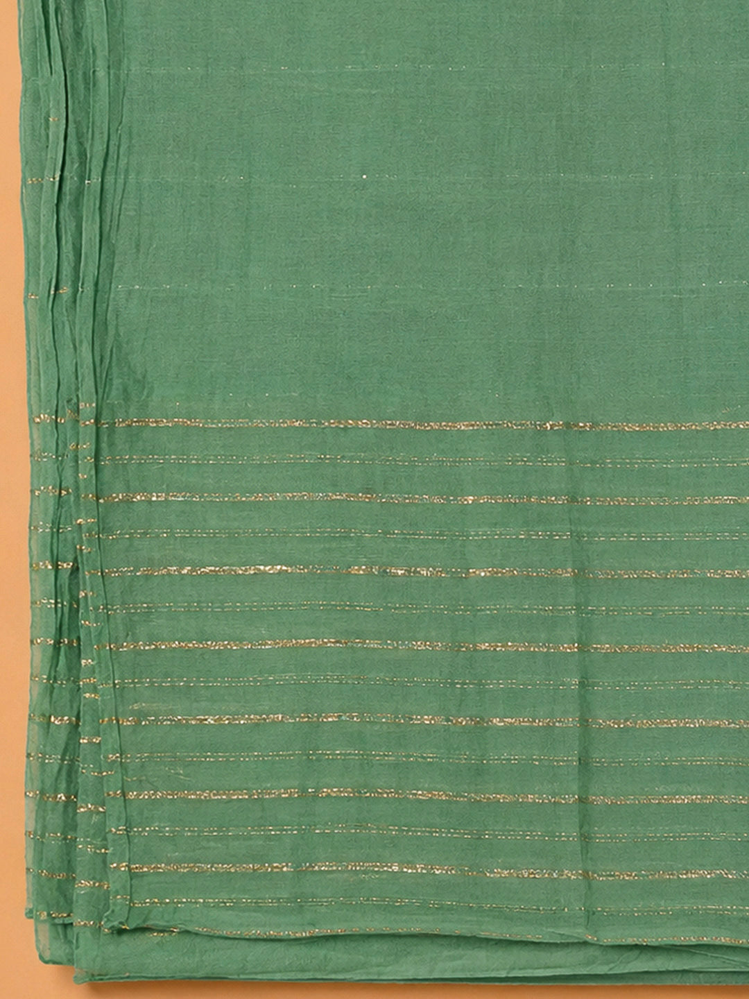 Green Cotton Blend Embroidered Unstitched Dress Material