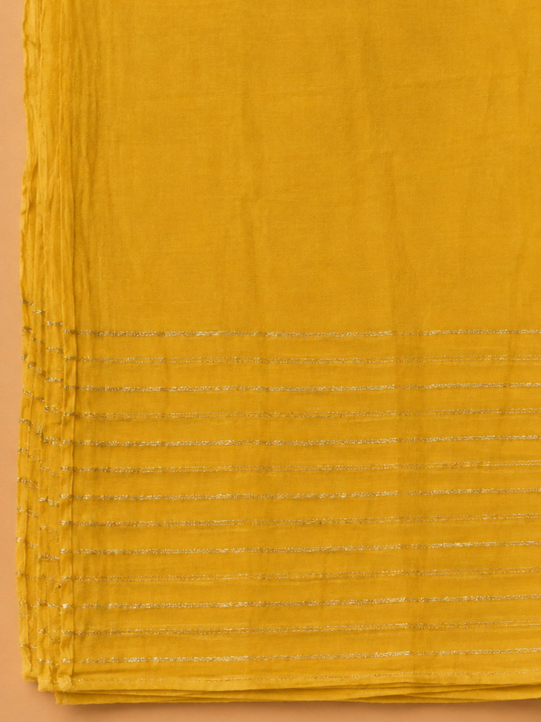 Mustard Cotton Blend Embroidered Unstitched Dress Material