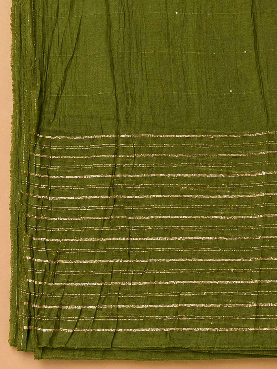 Green Cotton Blend Embroidered Unstitched Dress Material