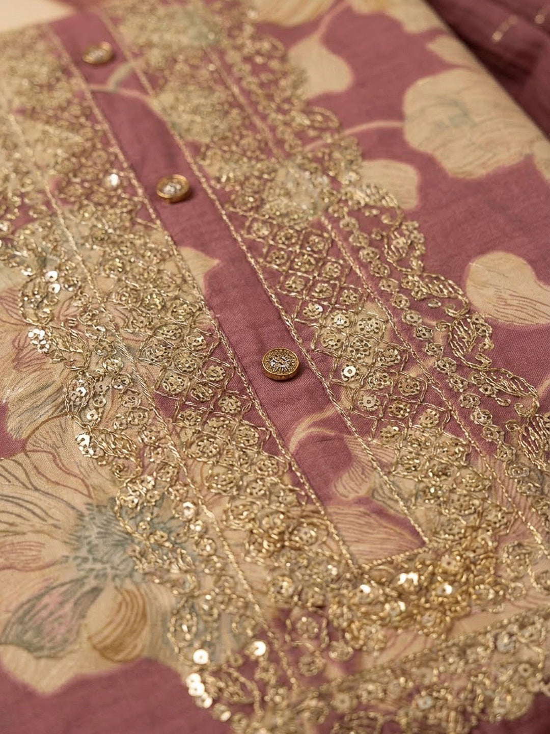 Onion Pink Cotton Blend Embroidered Unstitched Dress Material