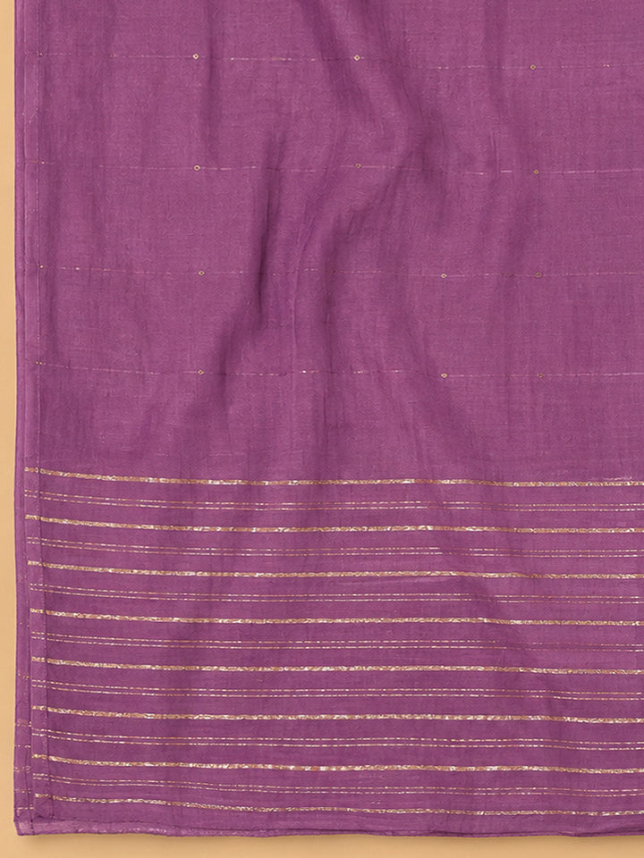 Lavender Cotton Blend Printed Unstitched Dress Material