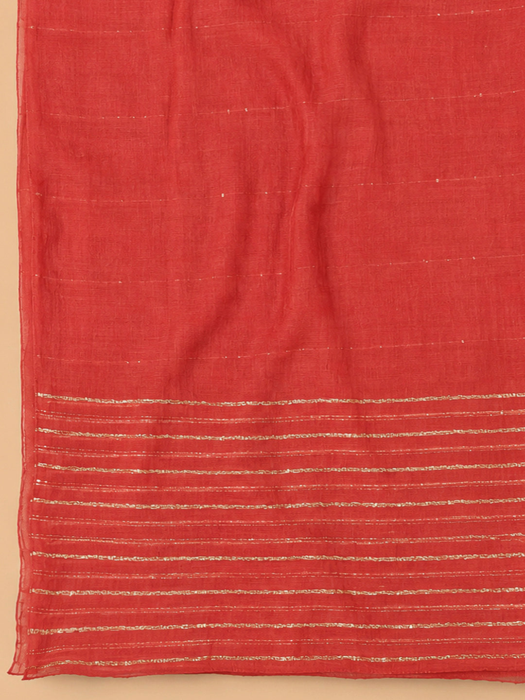 Peach Cotton Blend Printed Unstitched Dress Material