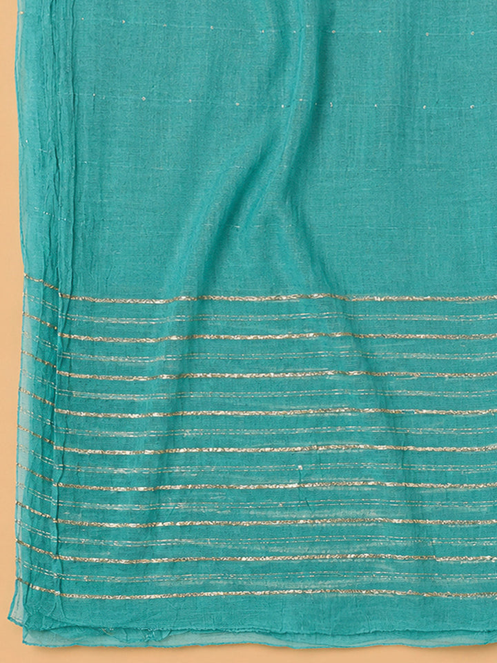 Rama Green Cotton Blend Printed Unstitched Dress Material