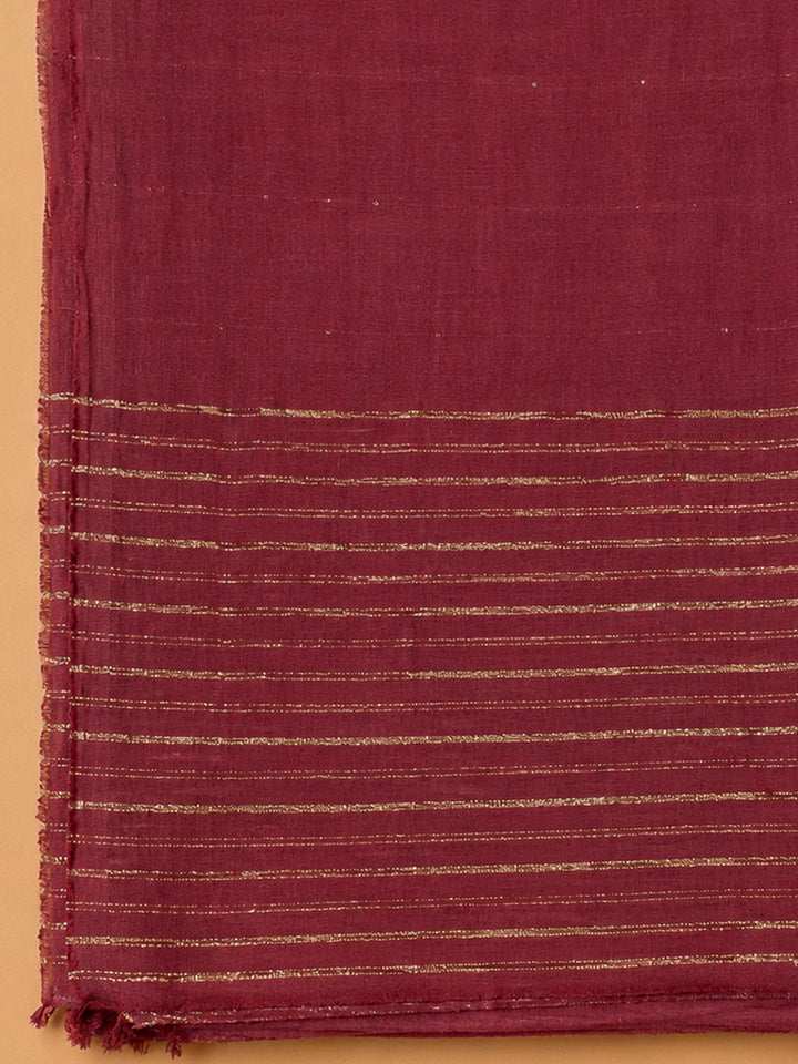 Maroon Cotton Blend Embroidered Unstitched Dress Material