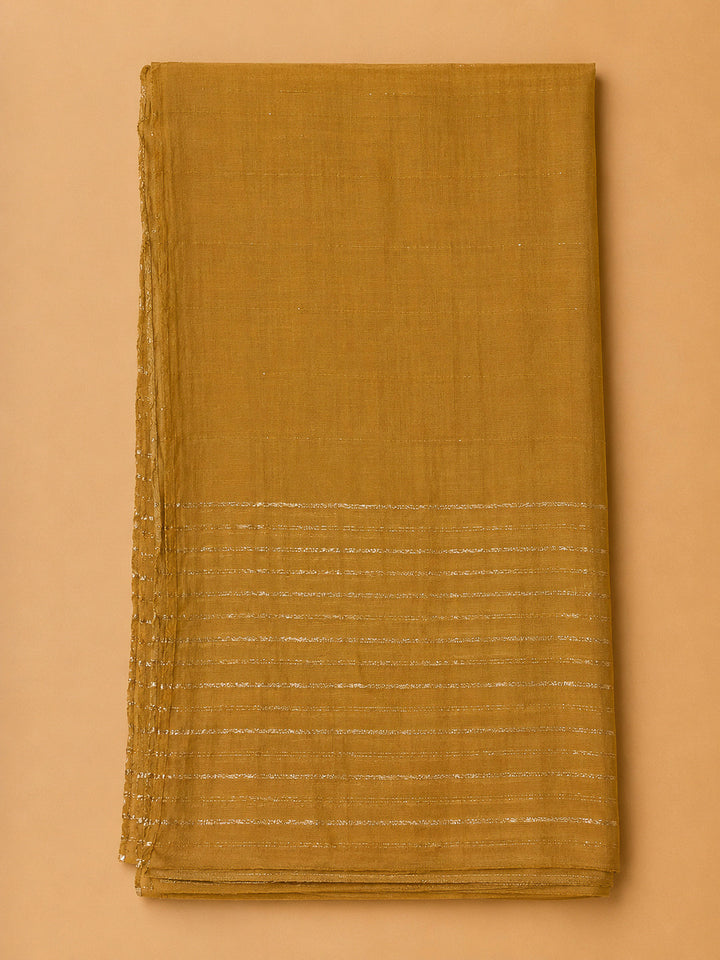 Mustard Cotton Blend Embroidered Unstitched Dress Material