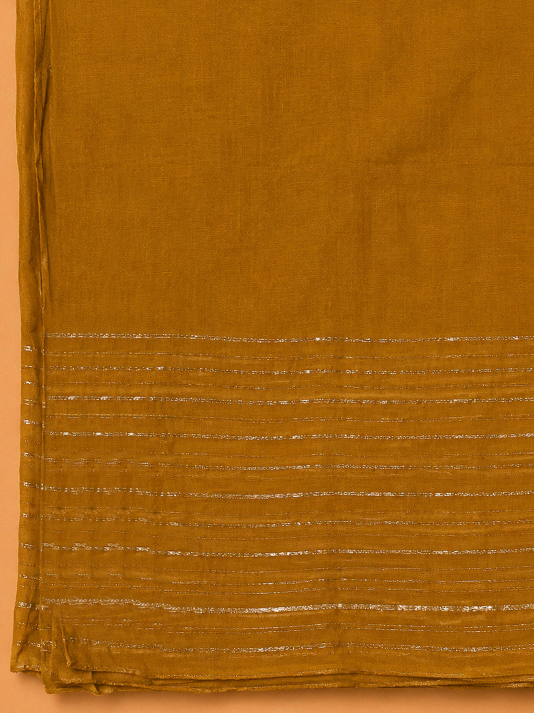Orange Cotton Blend Embroidered Unstitched Dress Material