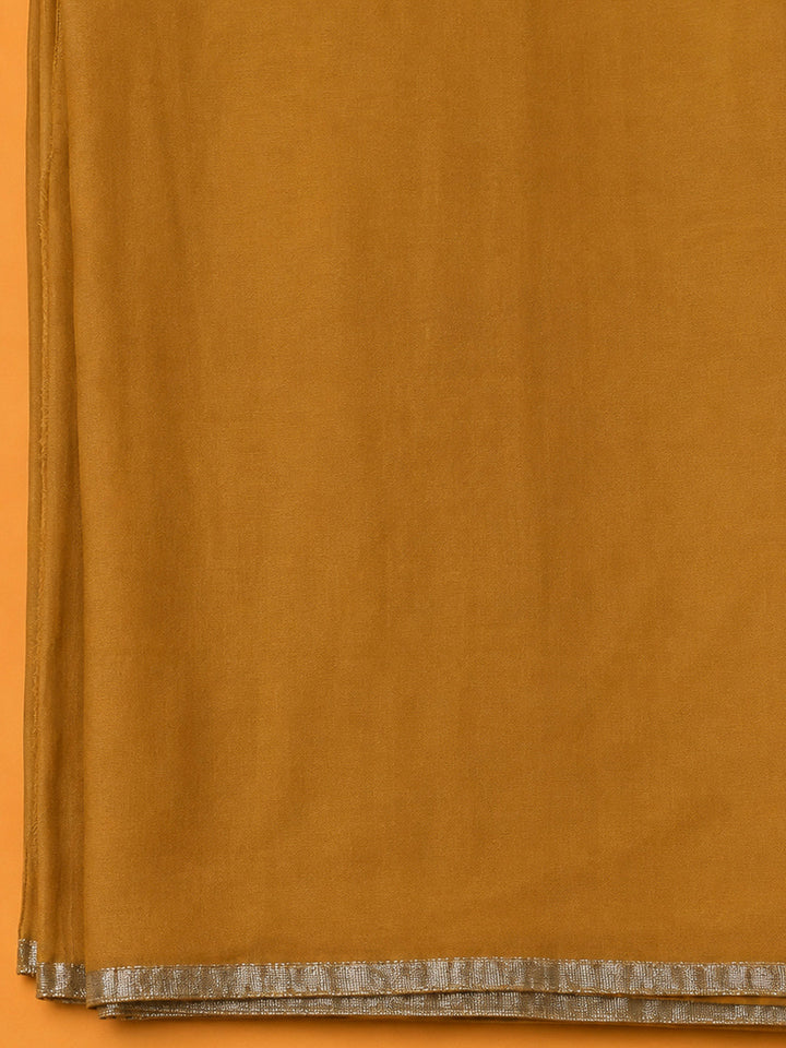 Mustard Cotton Blend Embroidered Unstitched Dress Material