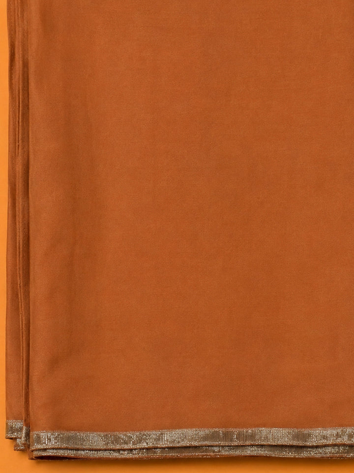 Rust Cotton Blend Embroidered Unstitched Dress Material