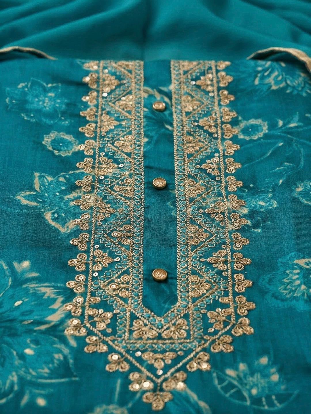 Firozee Cotton Blend Embroidered Unstitched Dress Material