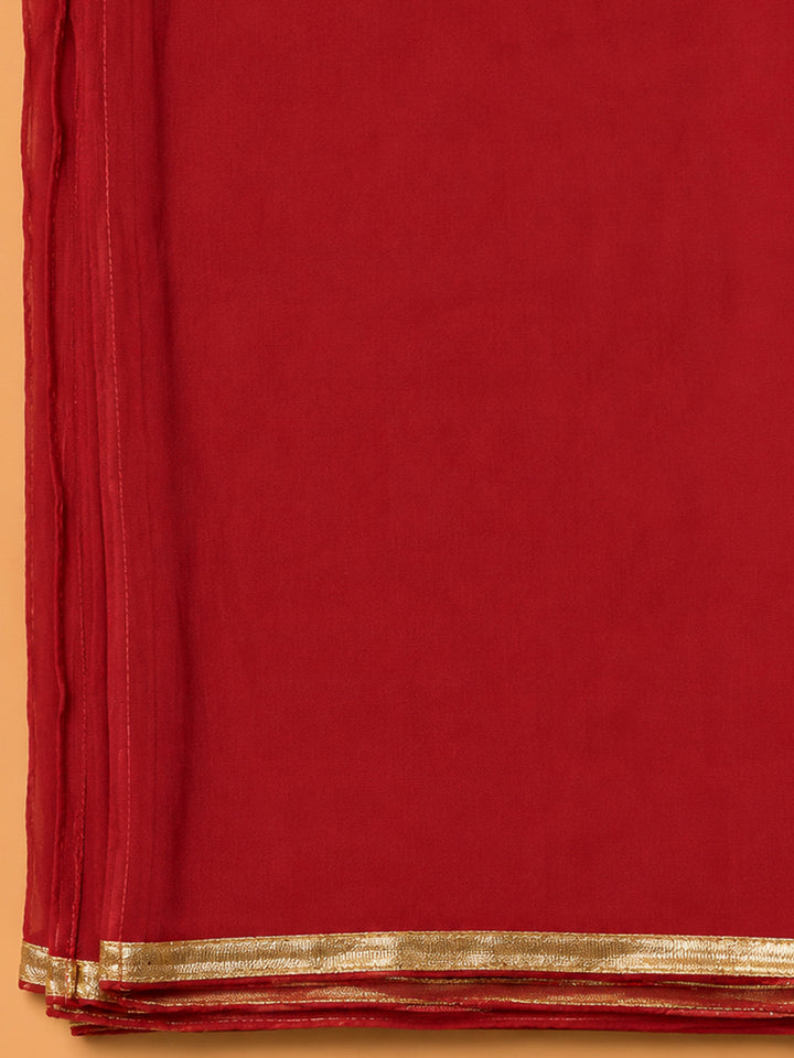 Maroon Cotton Blend Embroidered Unstitched Dress Material