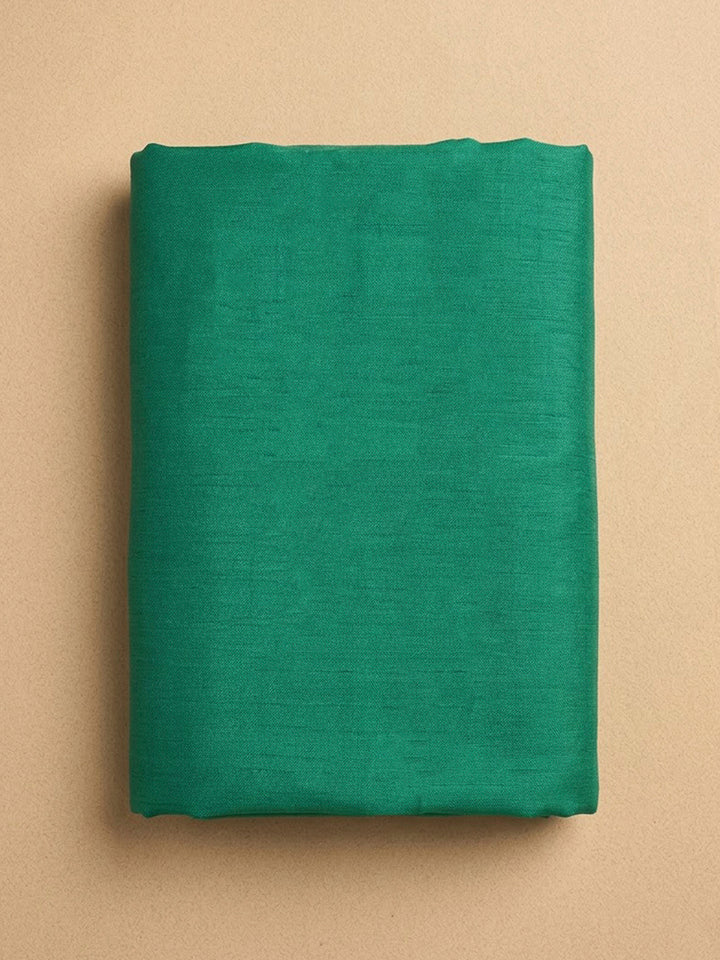 Green Cotton Blend Embroidered Unstitched Dress Material