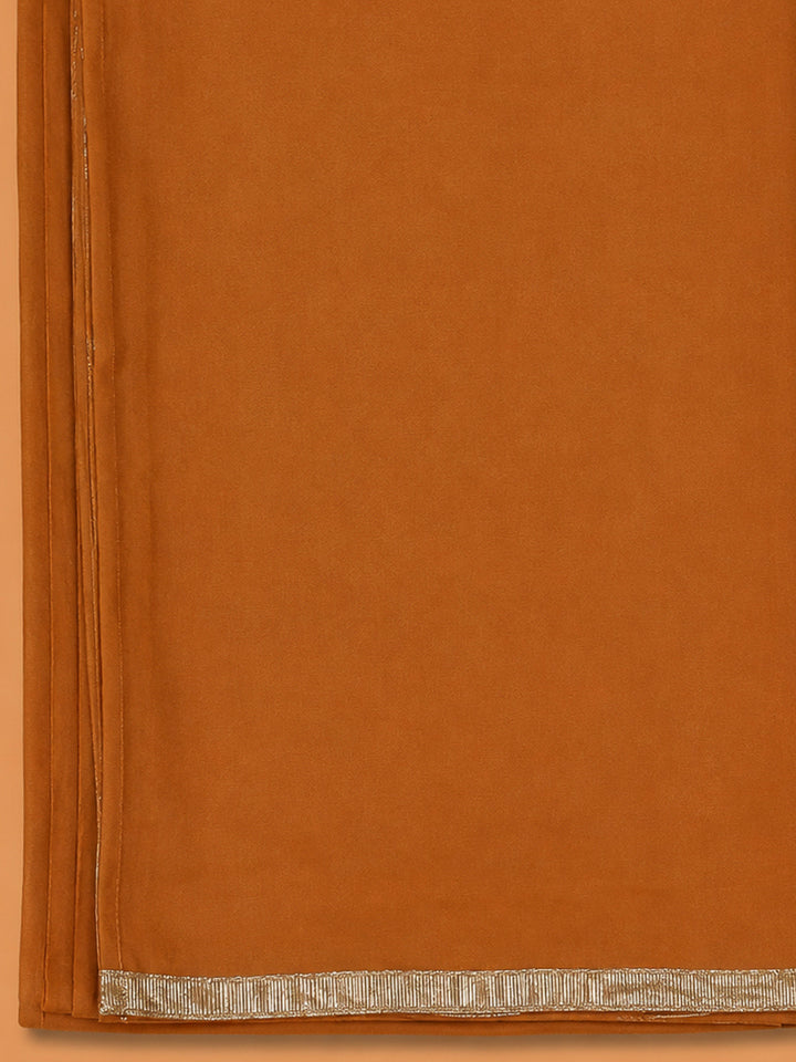 Rust Cotton Blend Embroidered Unstitched Dress Material