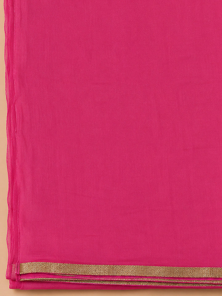 Pink Cotton Blend Printed Unstitched Dress Material