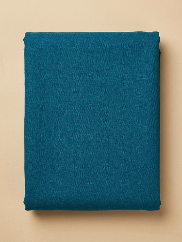 Blue Cotton Blend Embroidered Unstitched Dress Material