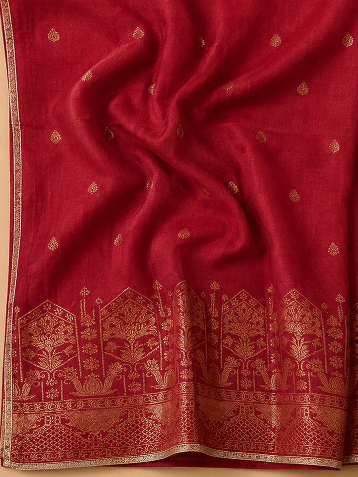Hot Pink Cotton Blend Embroidered Unstitched Dress Material