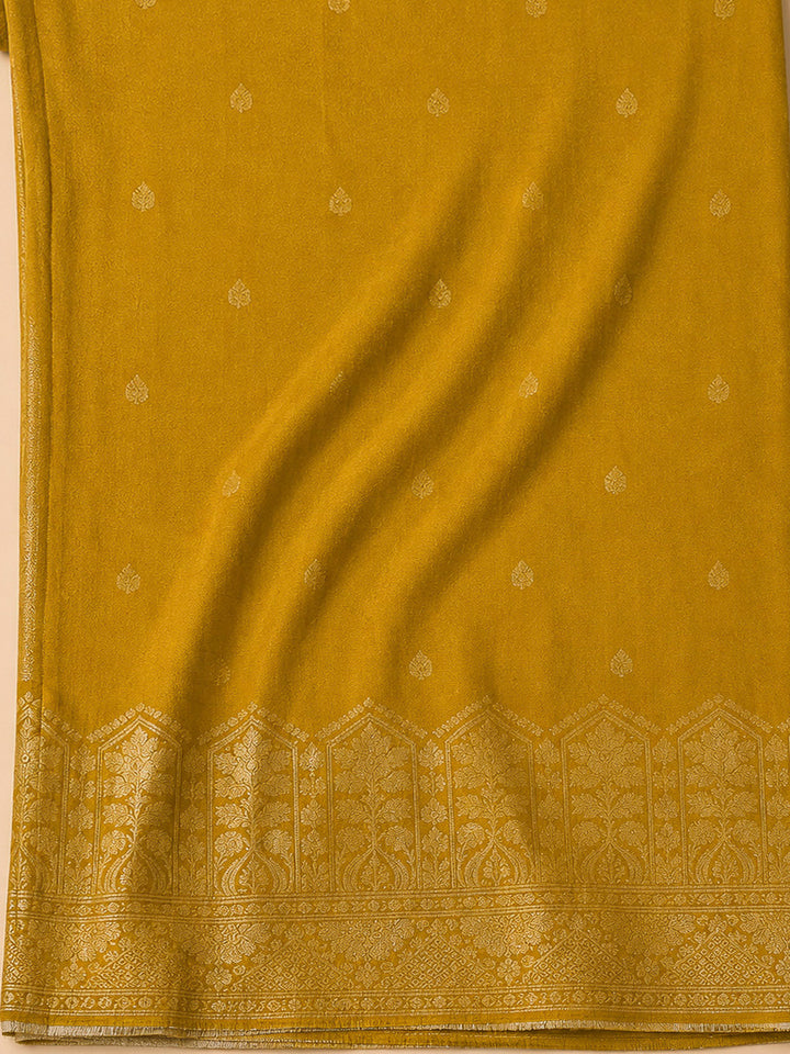 Mehndi Cotton Blend Embroidered Unstitched Dress Material